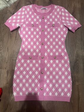 Endless Rose Pink Diamond Knit Sweater Dress